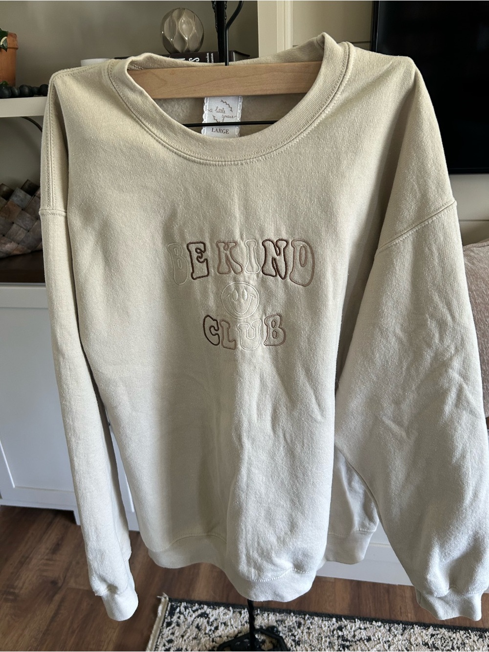 Be Kind Club Embroidered Crewneck Sweater - Cream